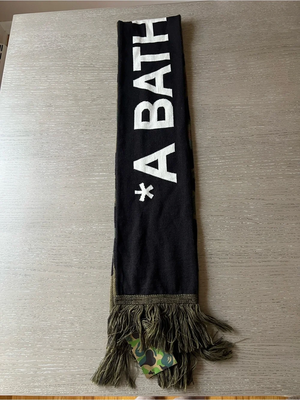 Bape Camo Knit Scarf in Olive, Black & Brown